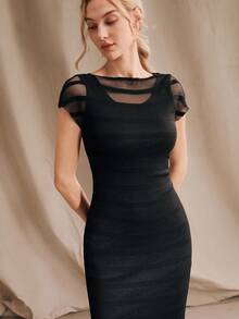 Anewsta Women's Off-Shoulder Gradient Two Pieces Dress - Black - View 6