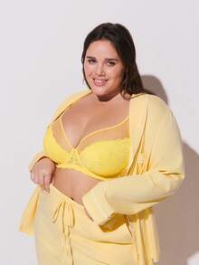 LUVLETTE Women's Plus-Size Yellow Soft 100% Pure Cotton Basic Button-Up Top & Pants Loungewear Pajama Set Pants With Pockets Lounge Sets For Women Fall Pajamas Clothes,Spring And Summer - Yellow - View 10