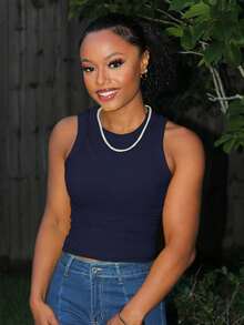 Steph T Women Tank Tops & Camis - Navy Blue - View 5