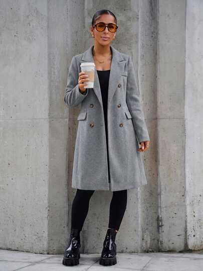 SAYEHFBABY 秋冬休闲纯色双排扣大衣