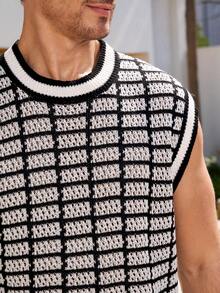 Manfinity CityGents 男士镂空针织无袖背心，春夏款 - 杏色 - 查看 2