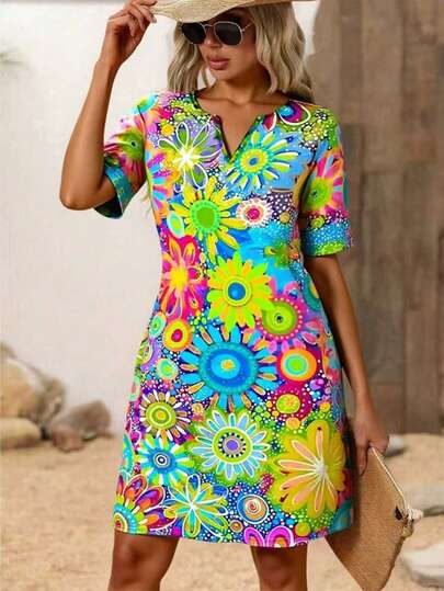 Women's Summer New Print Mid-Long Casual Dress