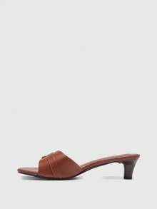 CUCCOO BIZCHIC Giày sandal quai ngang đính đá mũi vuông cho nữ, thích hợp làm quà Giáng sinh - màu nâu - Xem 11