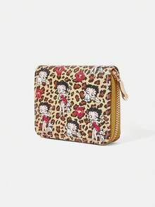 Betty Boop x SHEIN 1 Pack, Leopard Print Red Lip Short Wallet, Simple Zipper Women's Change Bag. - Multicolor 3 - View 2
