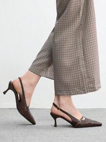 CUCCOO BIZCHIC Women Shoes Women's Pointed Toe Buckle Design Everyday Versatile Fashion Stilettos - Coffee Brown - View 5