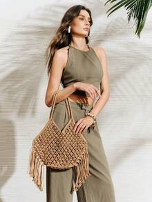 SHECARRY 女士棕色流苏包 - 棕色 - 查看 7