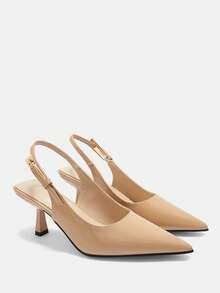 CUCCOO CURVES Women Solid Color Minimalist Pointed Toe Casual Wide Width Elegant Wedding Shoes For Christmas - Dark apricot - View 5