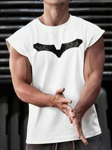 GymBeat Men's Printed Round Neck Casual Fitness Sports Tank Top - White - View 1