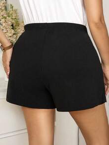 SHEIN LUNE Quần váy nữ cỡ lớn mùa hè, kiểu dáng thường ngày, phù hợp đi làm, màu trơn, quần váy đen cho nữ, quần short đen, quần short cạp cao đen, quần short thanh lịch, quần short công sở kiểu dáng quyến rũ, trang phục lễ hội âm nhạc, trang phục thường ngày đi nghỉ mát, trang phục lễ hội âm nhạc, trang phục lễ hội nhạc đồng quê, trang phục thường ngày đi nghỉ mát, quần short mùa hè có túi tiện dụng. - màu đen - Xem 6