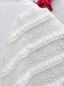 SHEIN Summer White Elegant Maternity Pregnant Holiday Dress,Textured Jacquard Slim-Fit Halter Neck Bohemian Backless Lace Ruched Baby Shower Party Outfits - White - View 7