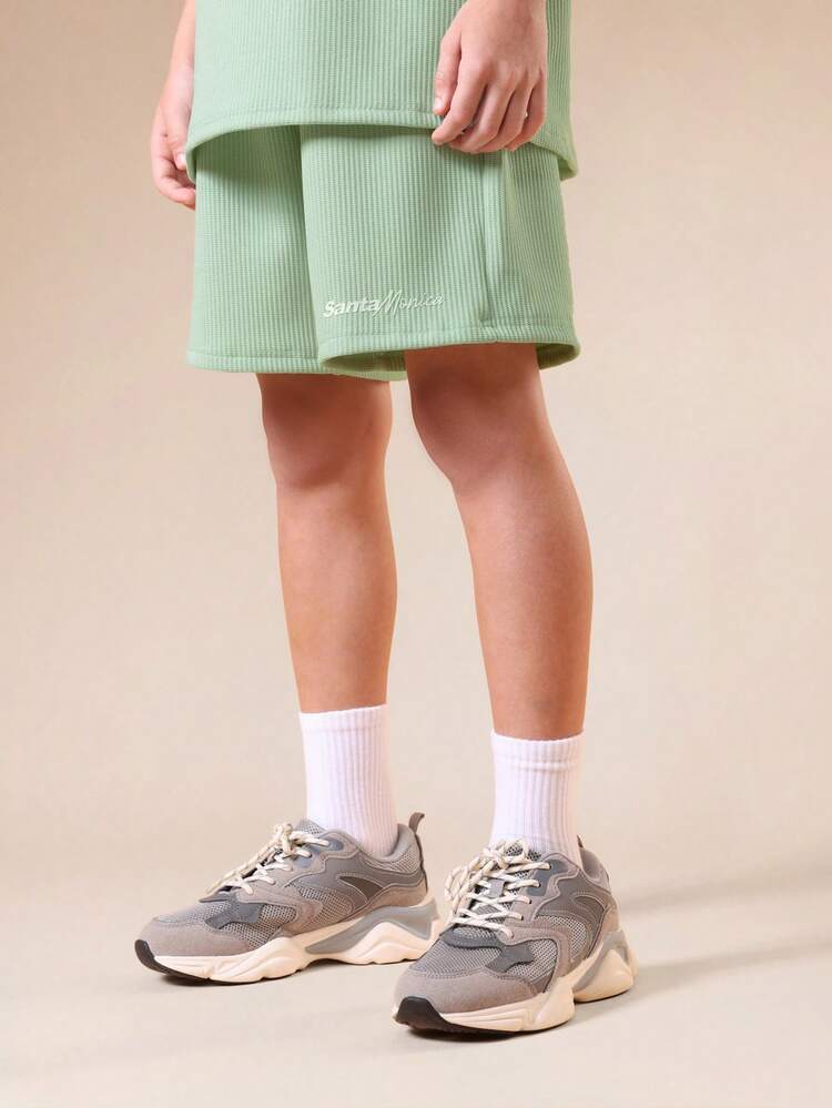 Ribbed Henley Top And Shorts Set