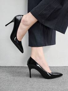 CUCCOO BIZCHIC 女鞋新款尖头细高跟黑色简约通勤日常购物女鞋高跟鞋女鞋 - 黑色 - 查看 3