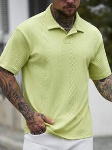 Manfinity CasualCool Áo polo nam tay ngắn màu trơn, kiểu dáng thường ngày, thích hợp cho mùa hè. - màu xanh lá - Xem 6