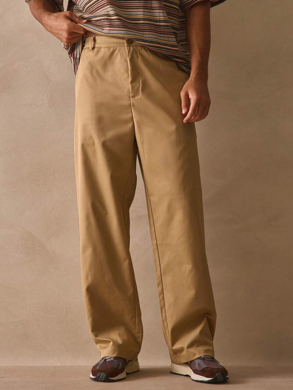 Straight Leg Plain Button Fastening Trouser Pants Spring Summer Essentials