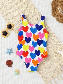 Emery Rose Kids Emery Rose Kids Traje de baño de niña con estampado floral y cuello de halter, dulce y casual para primavera/verano - Multicolor - Ver 2