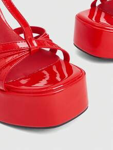 CUCCOO LuxiPop Women Shoes Sexy Fashion Slim Heel Women's High Heel Sandals Halloween Christmas Party Wear Nightclub Style Wear Platform Shoes, Vacation Wear, Travel Essentials, 2000's Style - Red. - View 4