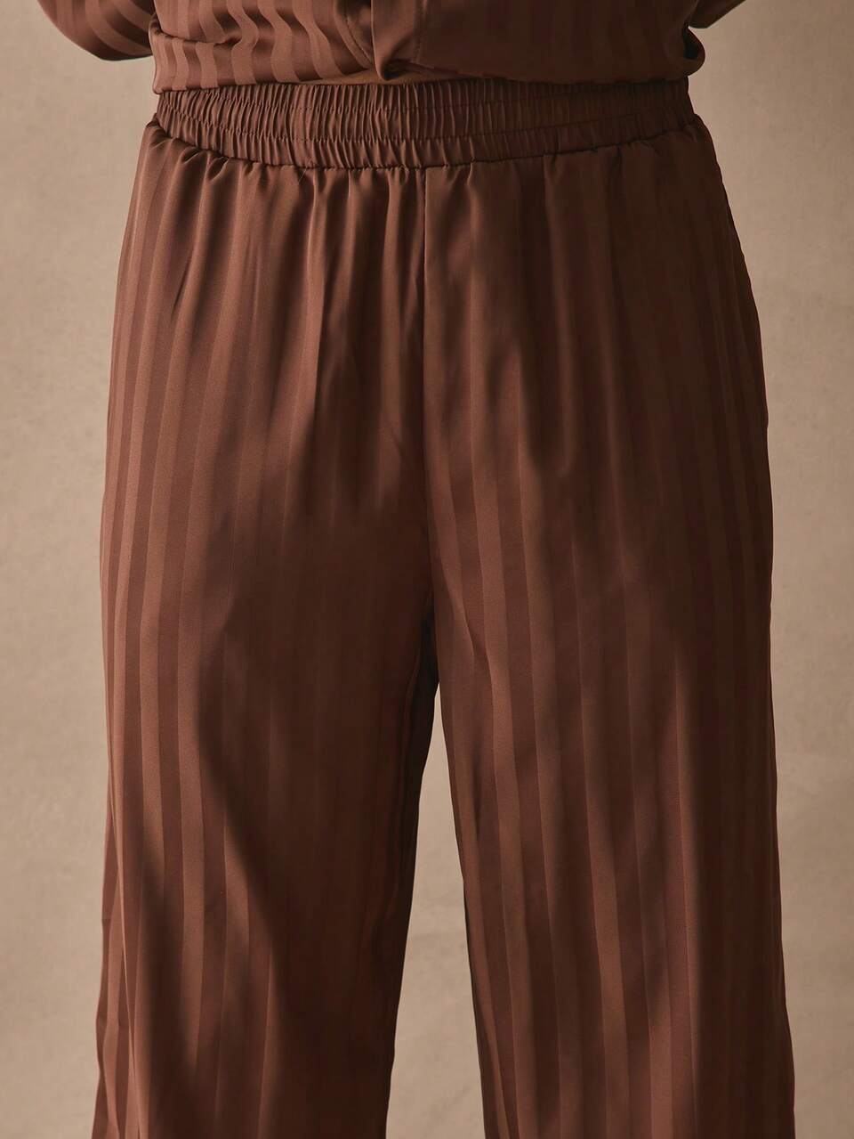 Pantalones de pierna recta con estampado de rayas, cintura elástica con cordón, esenciales de primavera y verano