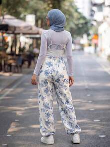 Calvaya 2 件套印花短款吊带背心短款上衣和高腰阔腿裤 - 彩色 - 查看 2