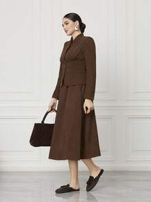 Sleekvia 女士圆头平底棕色绒面革流苏打结平底鞋，女士套脚穆勒鞋，舒适通勤时尚复古女鞋 - 咖啡棕 - 查看 6