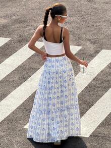 Muchica Women's Shell Print Lace-Up Loose Long Skirt, Summer - Multicolor - View 2