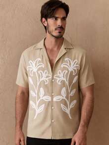 HIMLAND Camisa de manga corta con estampado sencillo para hombre - Multicolor - Ver 5