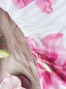 SHEIN Đầm mini dệt kim lưới in họa tiết hoa nhiệt đới dành cho thiếu nữ, thoải mái, thanh lịch, phong cách boho, thích hợp cho kỳ nghỉ, du lịch, phong cách retro, đi biển, du thuyền, tiệc trà chiều, đầm hè thời trang, phong cách boho. - Nhiều màu - Xem 5