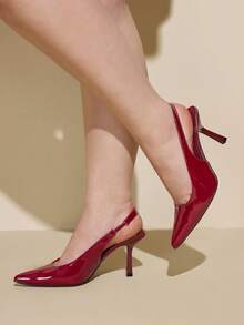 CUCCOO CURVES Sapatos femininos de bico fino em verniz bordô, com design vibrante, versáteis e modernos para o dia a dia. Sapatos de salto alto. - Borgonha - Ver 3