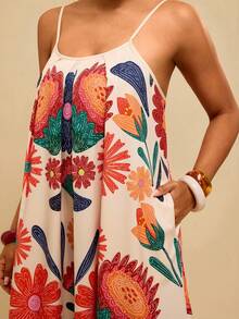 Travachic 大码女式碎花休闲度假日常吊带裙女式长裙女式连衣裙女式太阳裙女式夏日连衣裙女式夏季套装 - 彩色 - 查看 3