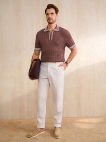 Manfinity CityGents 男士休闲撞色滚边短袖针织上衣，春夏款 - 彩色 - 查看 5