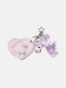 HELLO KITTY AND FRIENDS | SHEIN 1 件甜梦风格多功能钥匙扣，以星形金属扣为基础，配有浅粉色爱心镜、粉色和紫色闪光高音符号吊坠和蝴蝶结吊坠，可用于装饰包包，兼具实用性和美观性。 - 多色U - 查看 3