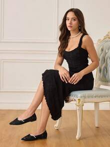 CUCCOO HITCHD 女士优雅时尚仿珍珠装饰鞋 - 黑色 - 查看 3