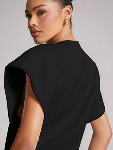 Hauture Elegant White Blouse With Butterfly Brooch - Black - View 7