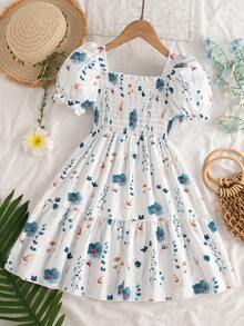 SHEIN Elladie kids 1 chiếc đầm hai dây họa tiết hoa nhí Dopamine Vacation cho bé gái, kiểu dáng dễ thương và thời trang, thích hợp cho các chuyến đi chơi và kỳ nghỉ hè. - Nhiều màu - Xem 2