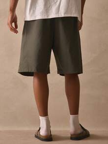 Musero Pleat Front Elasticated Drawstring Waistband Long Line Shorts Spring Summer Essentials - Green - View 5