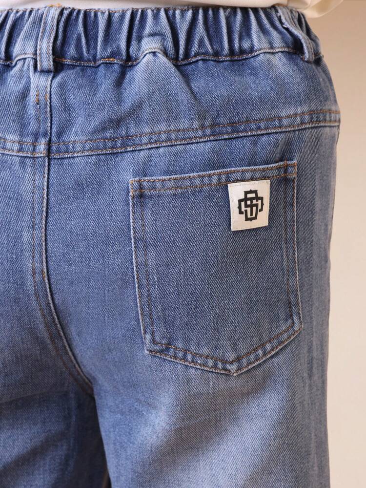 Acid Wash Wide Leg Denim Jeans