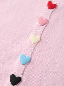 Franclia Plus Size Women Casual Vacation Heart Button Sleeveless Sweater Vest Pink Vest Cute Vest Heart Buttons Women's Vest Fall Winter - Pink - View 4