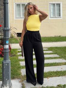 Jeta Ari Solid Ruched Tank Top - Yellow - View 5