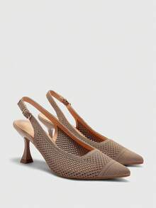 CUCCOO BASICS Nuevos zapatos de tacón alto versátiles y cómodos para mujer con lazo - Caqui - Ver 7