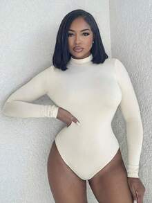 Alexandranx Women's Sexy Hollow Out/Cut Out Long Sleeve Bodysuit - Apricot - View 3