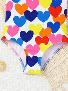 Emery Rose Kids Emery Rose Kids Traje de baño de niña con estampado floral y cuello de halter, dulce y casual para primavera/verano - Multicolor - Ver 3