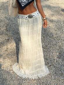 Muchica Falda larga fruncida sin cinturón - Albaricoque - Ver 1