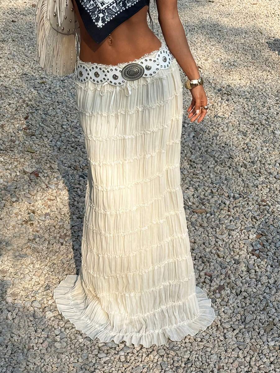 Muchica Falda larga fruncida sin cinturón - Albaricoque - Ver 1