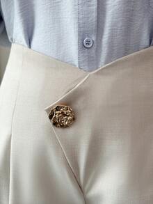 Modelyn 女士优雅通勤纯色褶皱短裤，夏季 - 灰色 - 查看 9