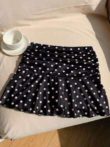 Comfortcana Summer Polka Dot Ruched A-Line Mini Skirt - Multicolor - View 4