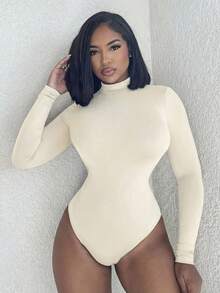 Alexandranx Women's Sexy Hollow Out/Cut Out Long Sleeve Bodysuit - Apricot - View 5