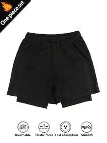 Gym Rark Men's Elastic Waist Drawstring Casual Summer Versatile Daily Sports Shorts - Black - View 2