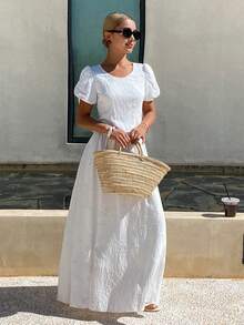 Livesso Women's Elegant Party Holiday Easter White Petal Sleeve Top And Casual Skirt 2 Pieces Set, Vacation - White - View 4