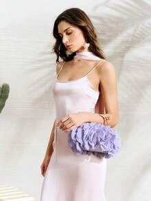 SHECARRY Ladies' Dinner Bag, Three-Dimensional Flower Exquisite Handbag - Purple - View 6