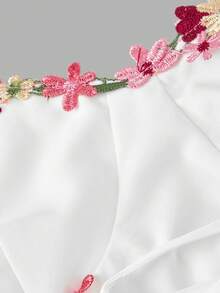 SHEIN MOD 女士彩色花卉装饰无袖中长连衣裙 - 白色 - 查看 7