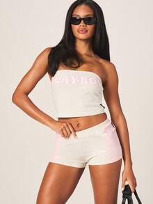 Missguided x Playboy Contrast Panel Booty Shorts Women High Rise Athletic Style Color Block Design Casual Summer Shorts - Multicolor - View 3